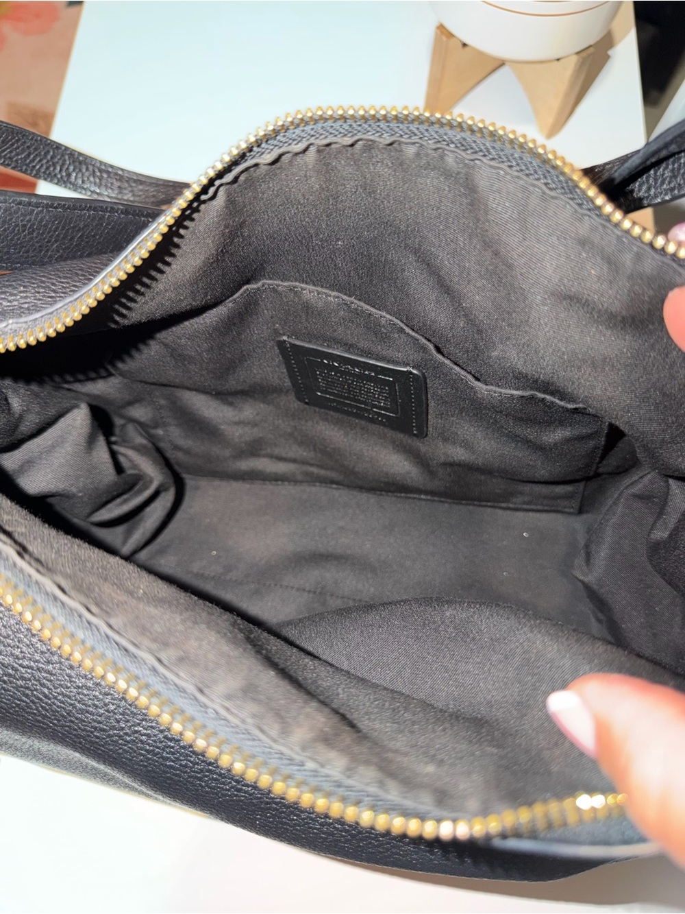 Coach Mia Black Leather Shoulder Bag with Gold Hardware - Picture 3 of 5
